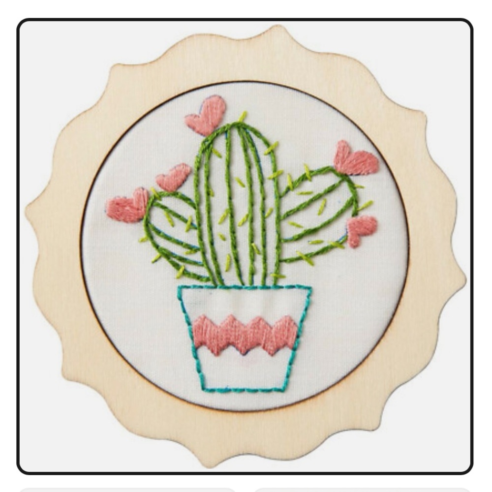 💕 Bucilla My 1st Stitch Cactus Embroidery Kit With Pink and Green Threads New - Picture 2 of 10